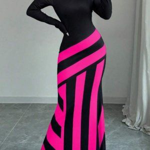 Elenzga Oblique Shoulder Ruched Waist Fishtail Design Sexy Women Dress Maxi